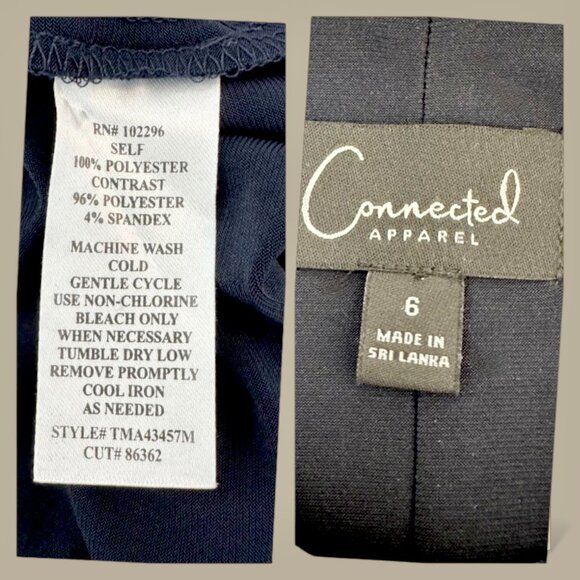 Navy Sheath Dress with Floral Chiffon Cape Overlay Size 6 Special Occasion - Picture 7 of 7